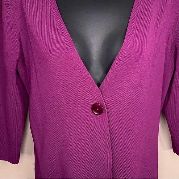 Vintage 90s George Small Purple Knit Cardigan Sweater  3/4 Sleeve  Stretch Retro - Picture 4 of 12
